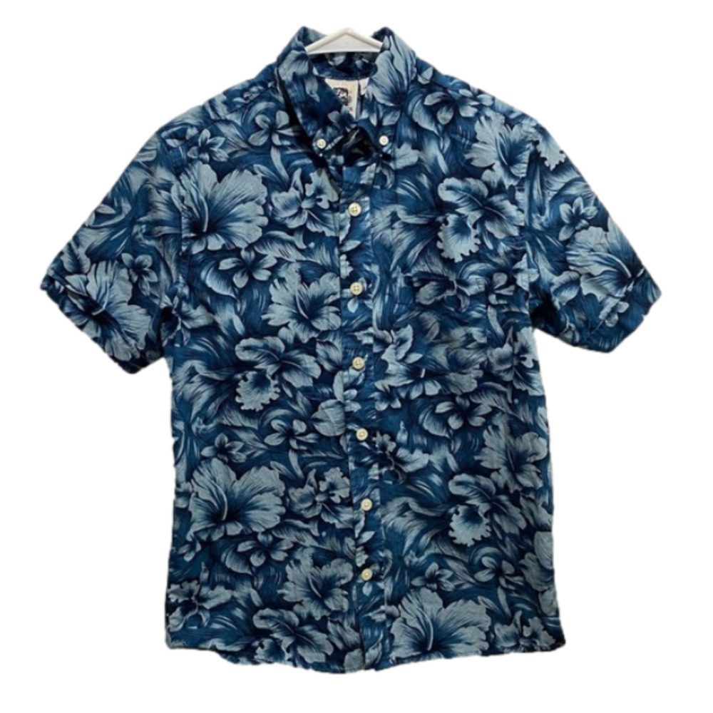 Vtg Kennington LTD CA Blue Floral Hawaiian Shirt Men's S Sm 🌟